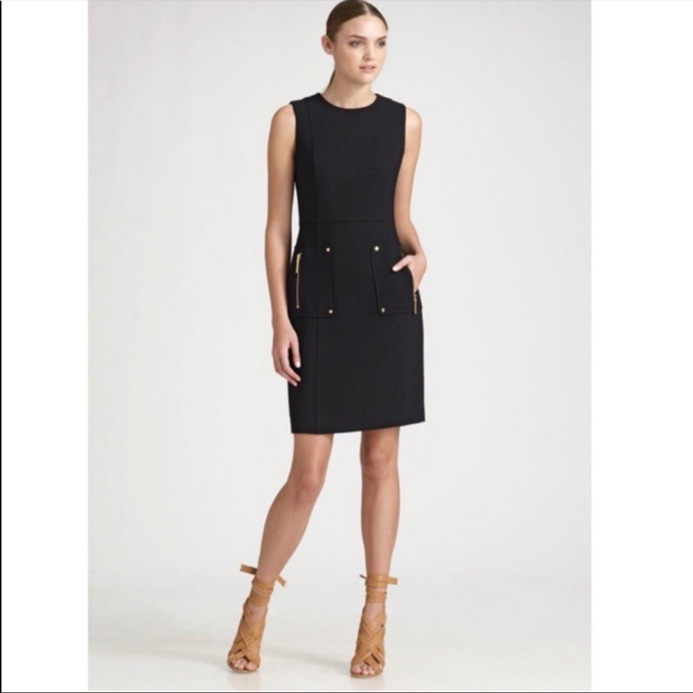 Tory Burch Petra Black Wool Sheath Dress 10 Lined